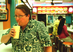 Glenn drinks a batido